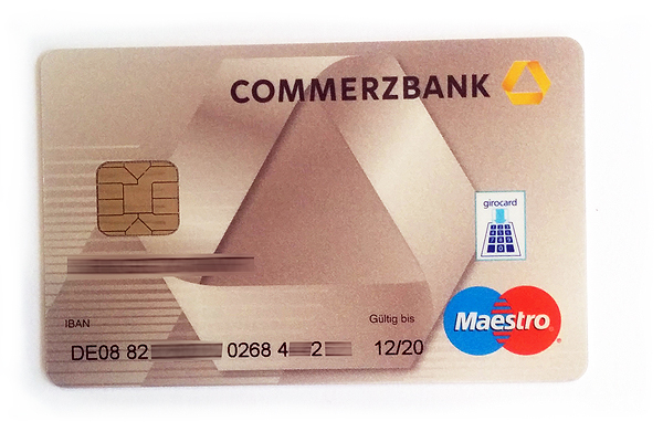 Vorderseite einer Hybridkarte (Bankkarte der Commerzbank) 